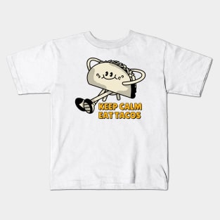 Keep Calm, Eat Tacos. Funny Saying Quote, Mexican Food Reference, Colorful Design, Taco Vintage Kids T-Shirt